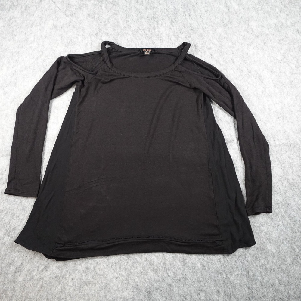 Ella Moss Top Women Extra Small Black Cold Shoulder Modal Tunic Flowy